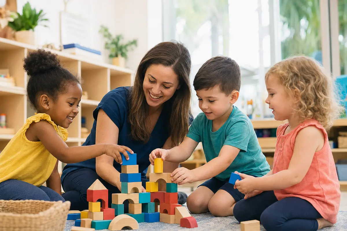 Teacher and preschool children learning through play